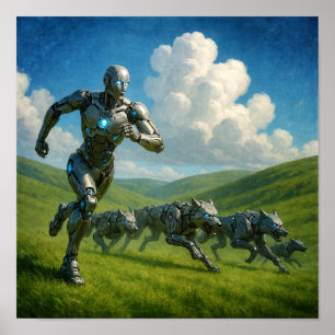 Poster Loups cyborgs et robotiques en course