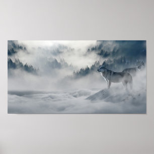 Poster Loups en hiver Imprimer l'affiche