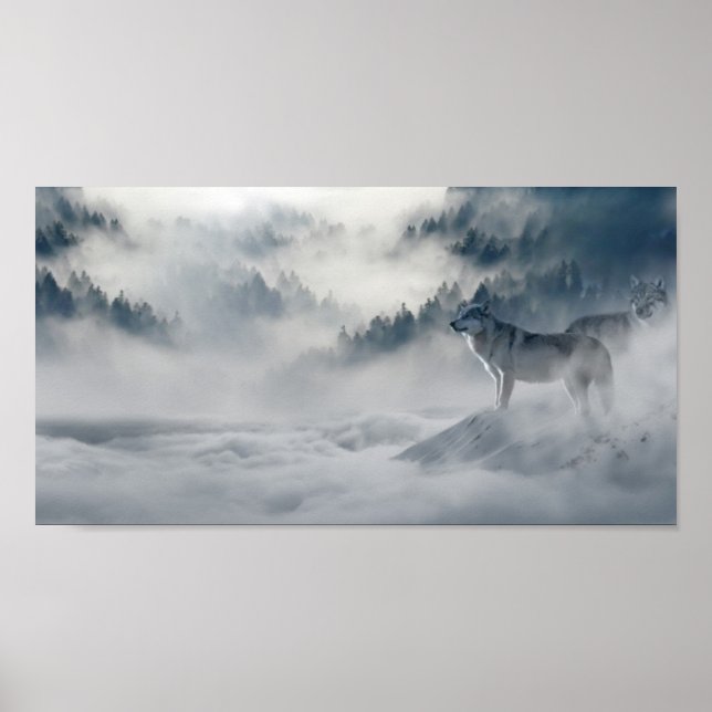 Poster Loups en hiver Imprimer l'affiche (Devant)