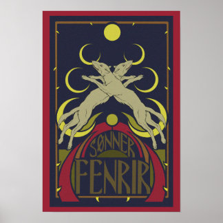 Poster Loups mangeant la lune (Sonner Fenrir)