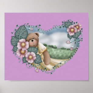 Poster L'ours dans un coeur imprimé