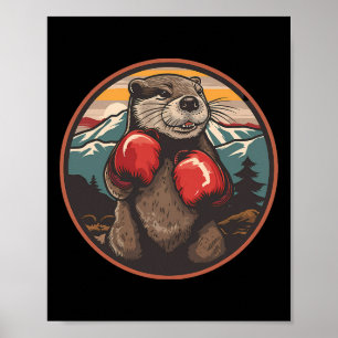 Poster Loutre de boxe avec gants de boxe Kickboxing Drôle
