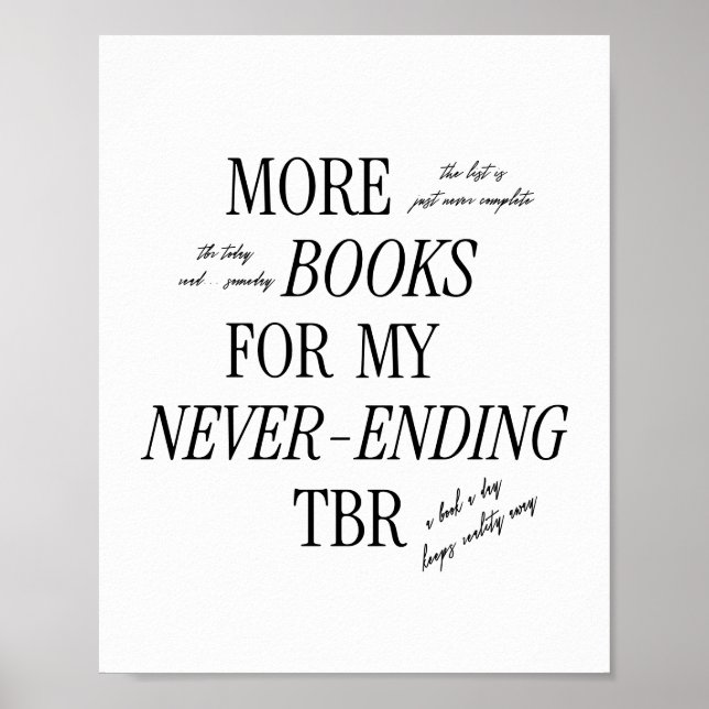 Poster Louveur de livre minimal et rétro 'sans fin TBR' (Devant)