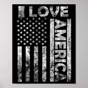 Poster Love America Shirt Usa Drapeau 4 Juillet Indépenda
