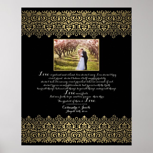 Poster Love Anniversary Celebrary Photo Black n Gold (Devant)