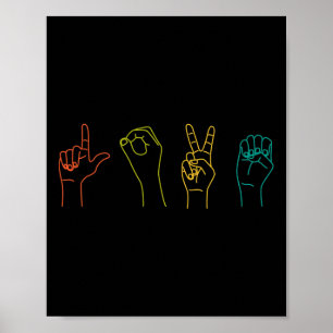 Poster Love Asl Langue des Signes Alphabet Valentines Jou