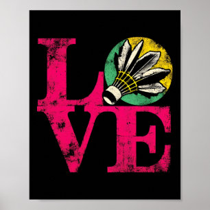 Poster Love Badminton - Vintage Badminton Shuttl