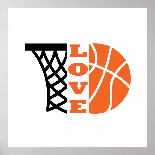 Poster Love Basketball hoop et orange ball (Devant)