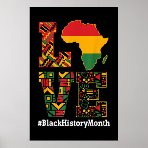Poster LOVE Black History Mois Afrique Carte