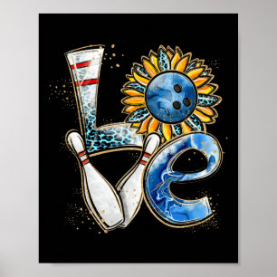 Poster Love Bowling Retro Leopard Sunflower Valentine's D
