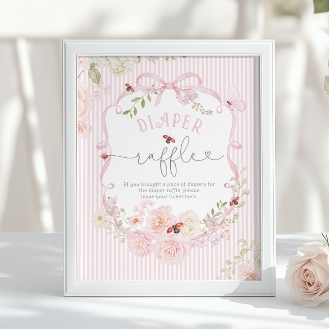 Poster Love Bug Diaper Raffle Bow Wildflower Baby Shower (Créateur téléchargé)