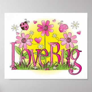 Poster Love Bug Lady Bug Girls Room Wall Art