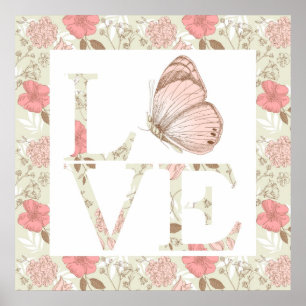 Poster Love Butterfly Floral