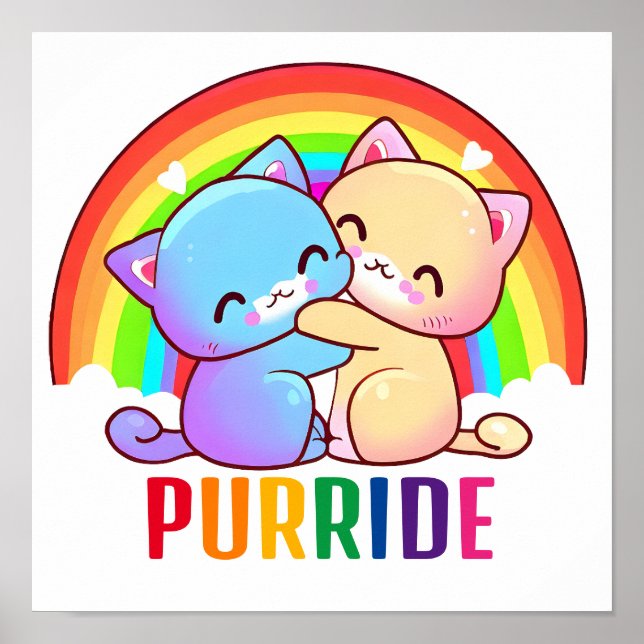 Poster Love Cats Rainbow (Devant)