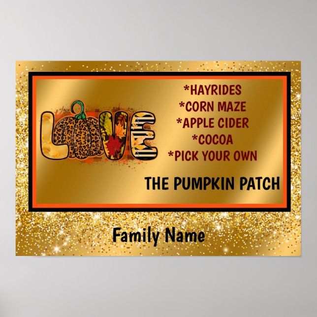 Poster Love Citrouille Personnaliser d'automne Texte et c (Devant)
