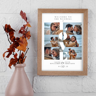 Poster Love Cote Blanc Collage Bienvenue Mariage 6 Photos