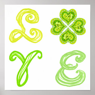 Poster LOVE Diamond Clover St. Patrick's Day police de ti