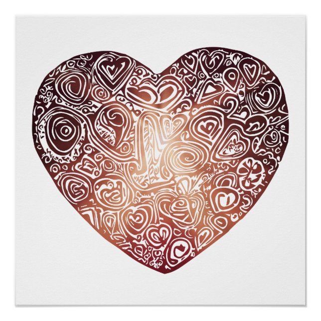 Poster Love Doodle Heart Art Abstrait (Devant)