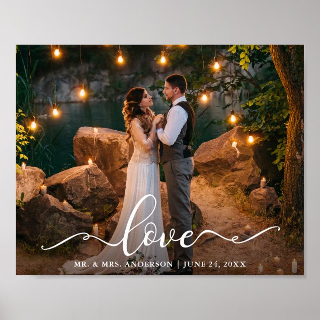 Poster Love Elegant Script Mariage mariée Groom Photo (Devant)
