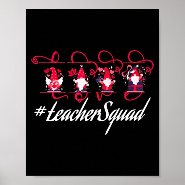 Poster Love Gnome Teacher Squad Happy Valentine Gnome Tea (Devant)