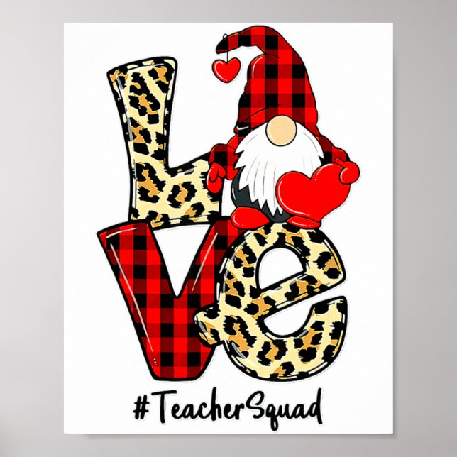 Poster Love Gnome Teacher Squad Happy Valentine Gnome Tea (Devant)