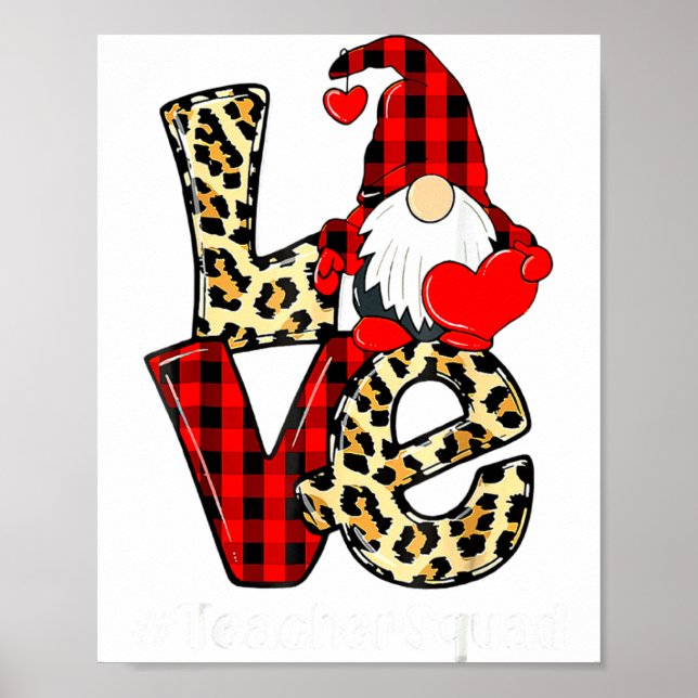 Poster Love Gnome Teacher Squad Valentines Day Teacher St (Devant)