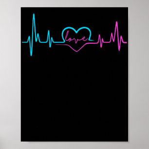 Poster Love Heartbeat Rose and Blue Valentine's Day