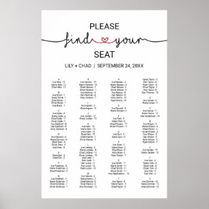 Poster Love Hearts   Red Seating Chart