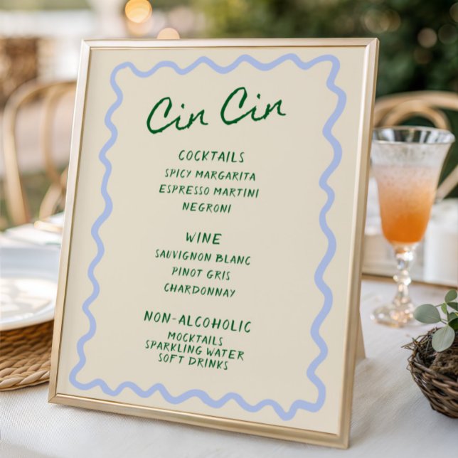 Poster Love in Bloom Blue Green Cin Cin Bar Menu (Créateur téléchargé)