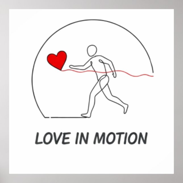 Poster Love In Motion Minimalist Line Art Slogan Tee (Devant)