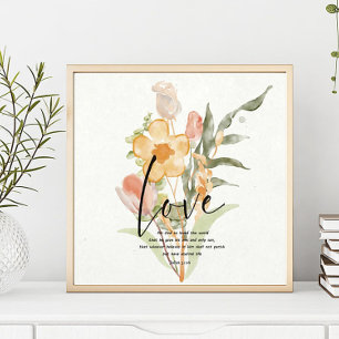 Poster Love-John 3:16 floral orange