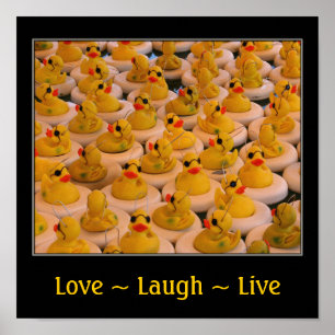 Poster Love Laugh Live Rubber Ducks Inspirationnel