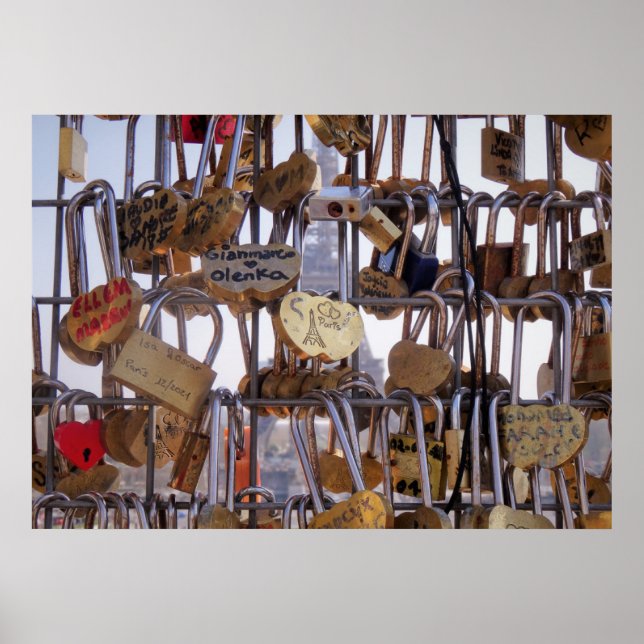 Poster Love Locks et la Tour Eiffel. Paris. France. (Devant)