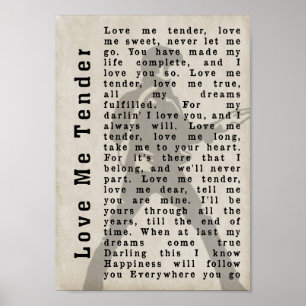 Poster Love Me Tender Pose Shadow Song Lyric Print