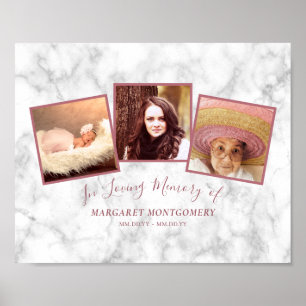 Poster Love Memory Rose Gold rose Marbre Photo Collage