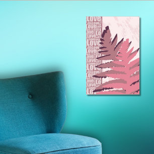 Poster Love Nature Stylisé Feuilles de foune rose