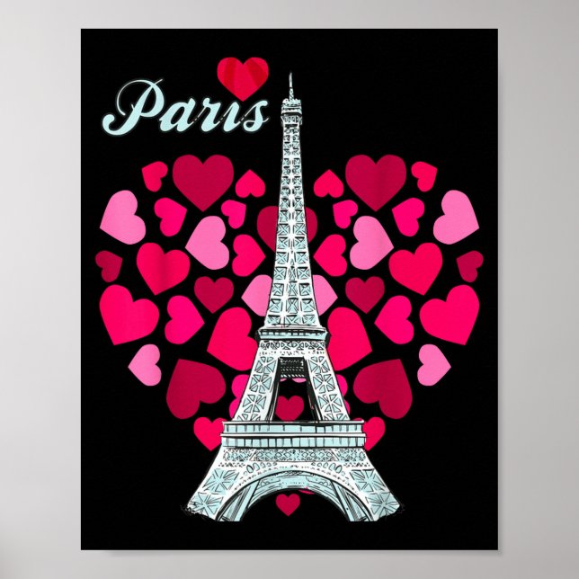 Poster Love Paris Heart Eiffel Tower Souvenir France Fren (Devant)