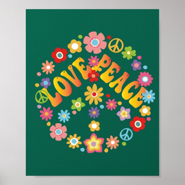 Poster LOVE PEACE FREEDOM 60s les années 70 Tie Dye Vinta (Devant)