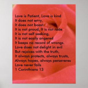 POSTER LOVE POEM SUR ROSE ROUGE