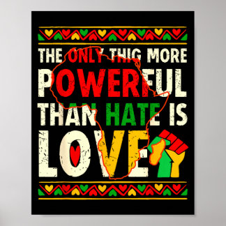 Poster Love powerful than hate black history month unity 