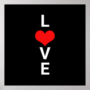 Poster Love Red Heart mignon Saint Valentin Blanc Noir