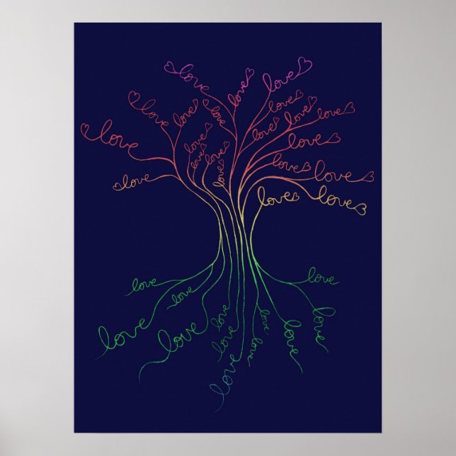 Poster Love Roots Arbre de vie Marine Arc-en-ciel Valenti (Devant)