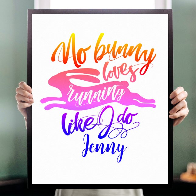 Poster Love Run Motivation Rainbow Bunny Typographie (Créateur téléchargé)