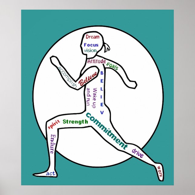 Poster Love Running Motivational Words for Runners (Devant)