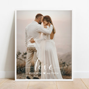 Poster Love Script manuscrit Mariage personnalisé photo