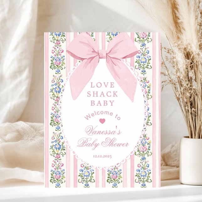 Poster Love Shack Baby Coquette Bow Baby shower Bienvenue (Créateur téléchargé)