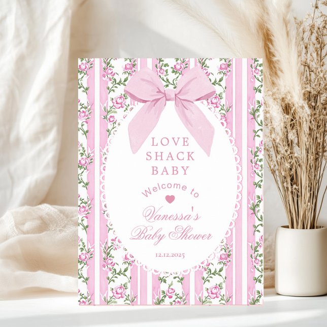 Poster Love Shack Baby Coquette Bow Baby Shower Welcome (Créateur téléchargé)
