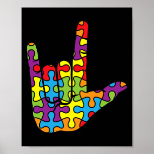 Poster Love Sign Language - Autistic Puzzle Autism Award