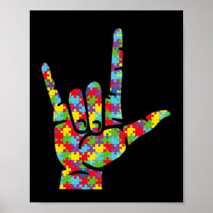 Poster Love Sign Language Sensibilisation sur l'autisme m