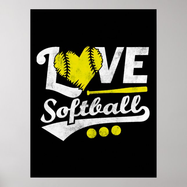 Poster Love Softball pour filles Ados, Femmes mignonnes s (Devant)